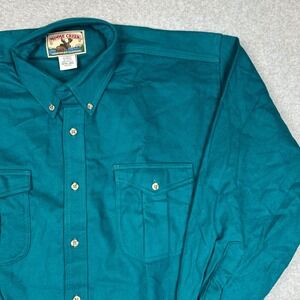 Moose Creek Mens XL Teal Green Cotton Chamois Button Down Shirt Long Sleeve 4630
